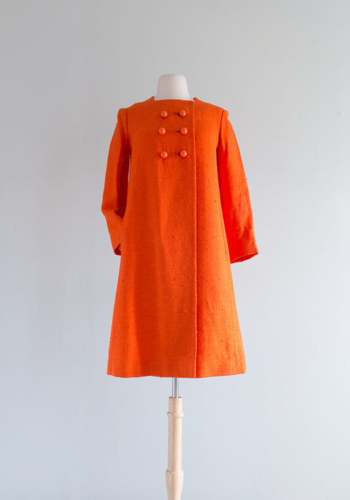 Fab 1960's Satsuma Spring Coat With Striped Lining By Youth Guild / Medium
