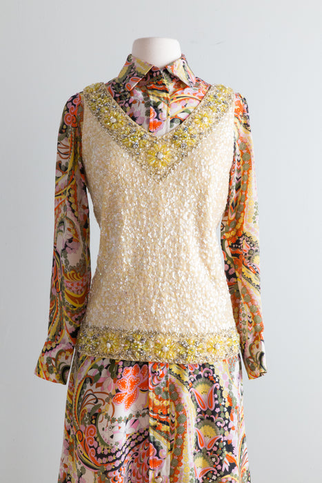 Fabulous Late 1960's Silk Shirtwaist Dress / Medium Xtabay Vintage Fabulous Late 1960's Silk Shirtwaist Dress / Medium Xtabay Vintage