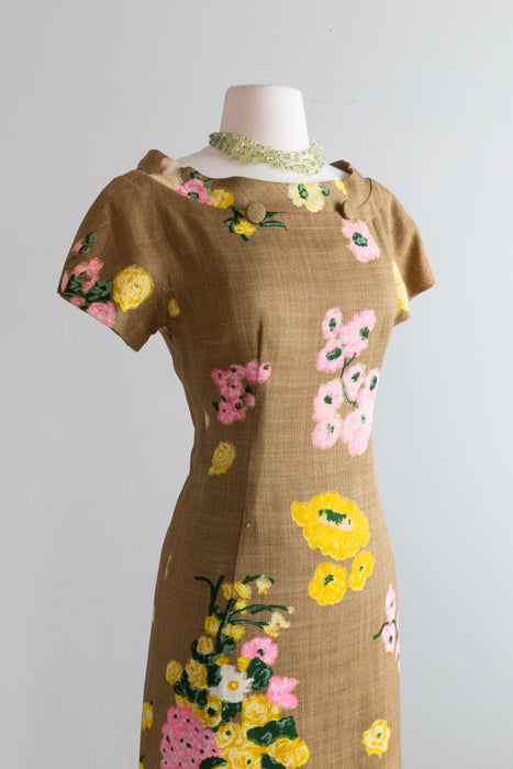 Adorable 1960's Floral Print Day Dress From Saks / Medium