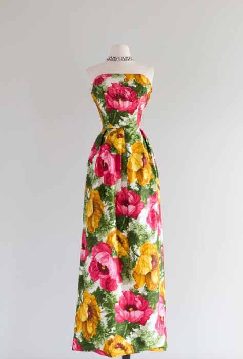 Gorgeous 1960's Floral Print Evening Gown / SM