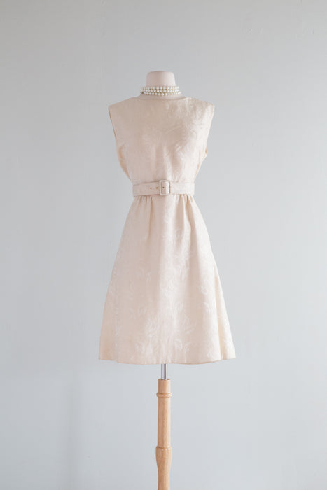 Elegant 1960's Ivory Brocade Coat & Dress Set From I.Magnin / ML