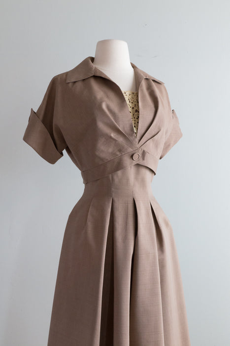 Darling 1950's Cocoa Brown Summer Dress With Matching Jacket / Small
