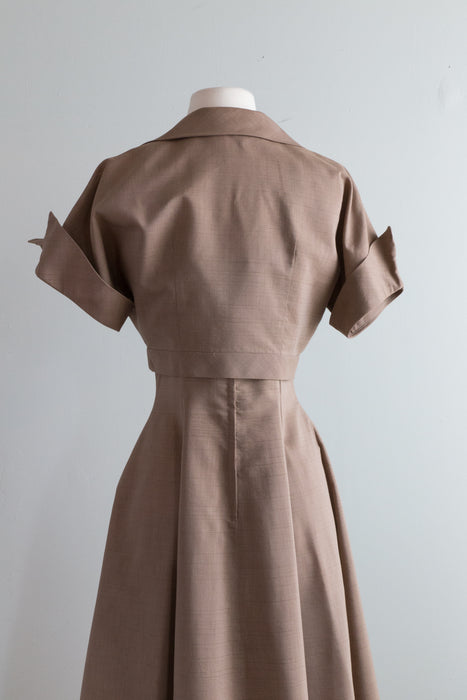 Darling 1950's Cocoa Brown Summer Dress With Matching Jacket / Small