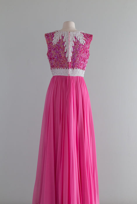 Fabulous 1960's Shocking Pink Evening Gown / Medium