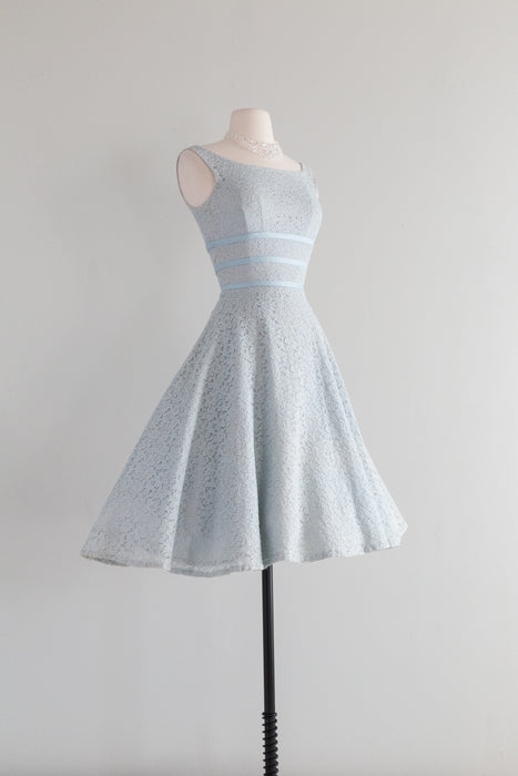 Pretty In Powder Blue 1950's Lace Party Dress & Jacket / XS