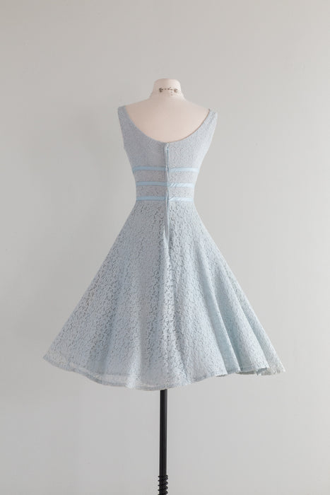 Pretty In Powder Blue 1950's Lace Party Dress & Jacket / XS