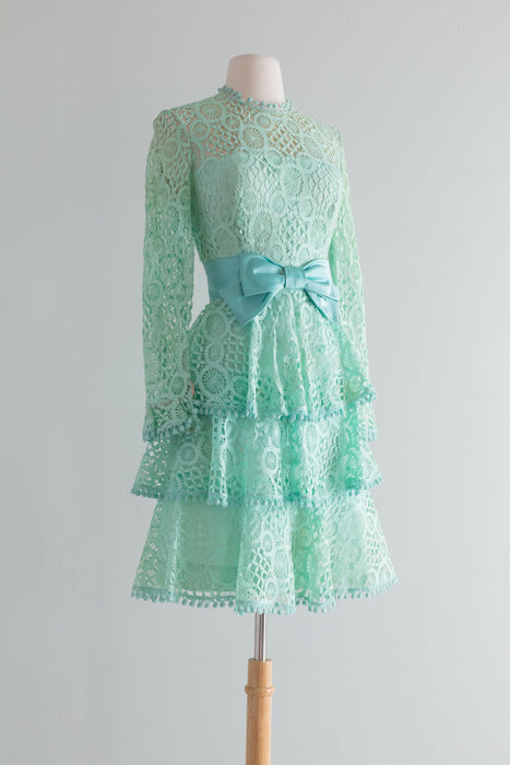 Adorable 1960's Mint Julep Lace Party Dress / SM