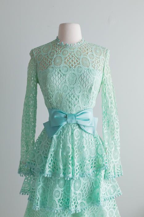 Adorable 1960's Mint Julep Lace Party Dress / SM
