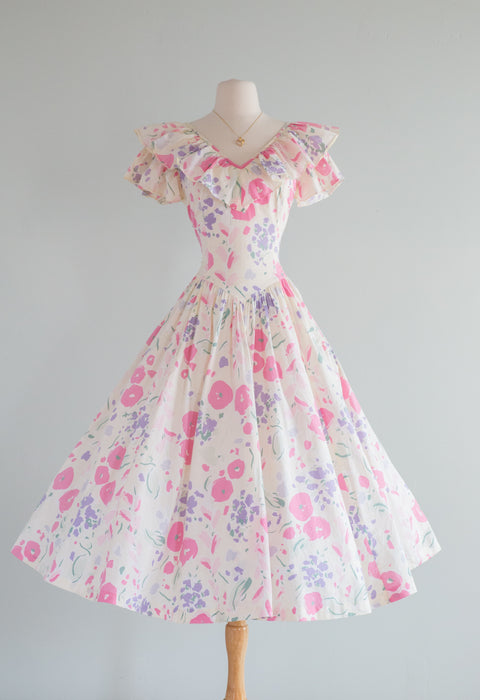Romantic 1980's Laura Ashley Pastel Cotton Dress / Small Xtabay Vintage Romantic 1980's Laura Ashley Pastel Cotton Dress / Small Xtabay Vintage