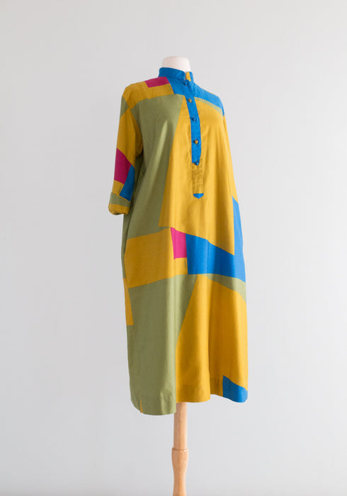 Chic 1980's Catherine Ogust Abstract Art Dress / ML