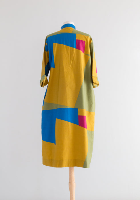 Chic 1980's Catherine Ogust Abstract Art Dress / ML