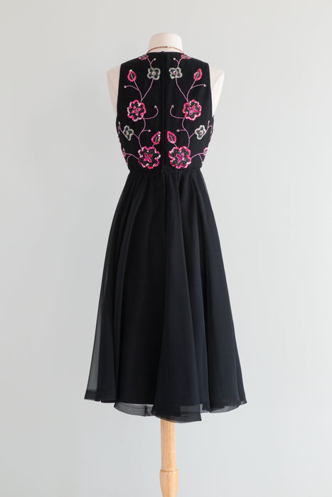 Fabulous Late 1960's Jack Bryan Cherry Blossom Dress / SM