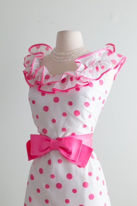Fabulous Vintage 1960's Pink Polka Dot IT'S MY PARTY Gown / S