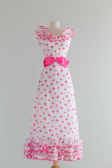 Fabulous Vintage 1960's Pink Polka Dot IT'S MY PARTY Gown / S