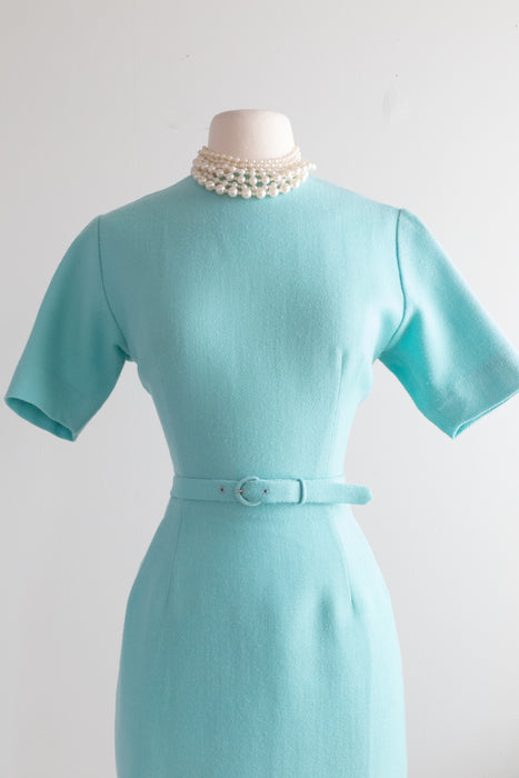 Darling Vintage 1960's Robin's Egg Blue Knit Dress / Small