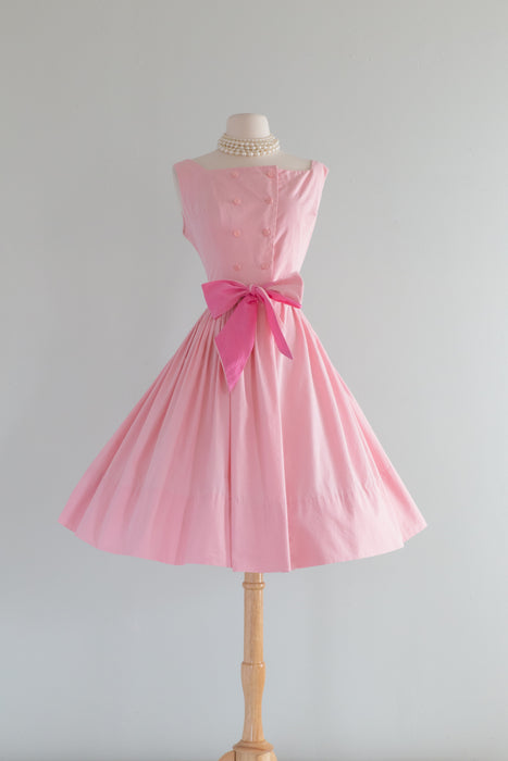 Adorable 1950's Cotton Candy Pink Sun Dress With Sash / Med. Xtabay Vintage Adorable 1950's Cotton Candy Pink Sun Dress With Sash / Med. Xtabay Vintage