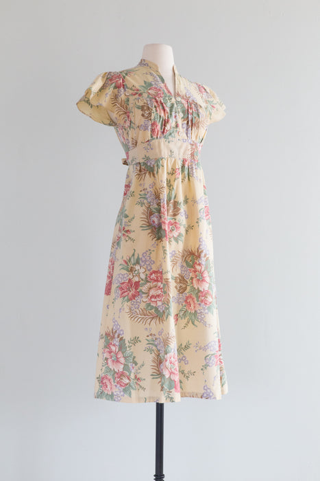 Lovely 1970's Cotton Floral Day Dress / SM