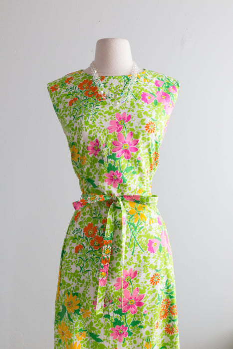 Fabulous 1960's Garden Party Maxi Dress & Matching Jacket / ML