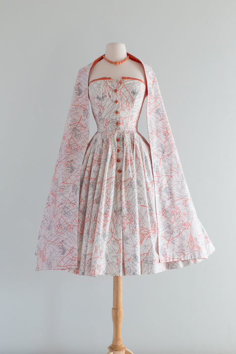 Rare Museum Piece: 1950's Carolyn Schnurer "Upstart" Sun Dress / Small