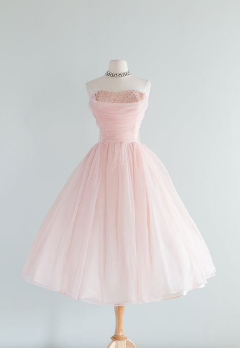 Iconic 1950's Cotton Candy Sweetheart Strapless Party Dress / Small