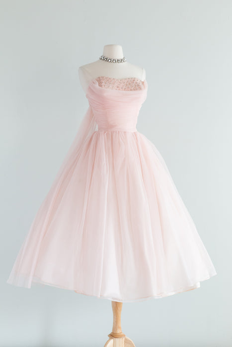 Iconic 1950's Cotton Candy Sweetheart Strapless Party Dress / Small