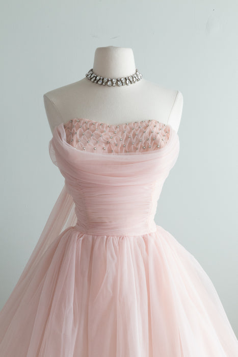 Iconic 1950's Cotton Candy Sweetheart Strapless Party Dress / Small