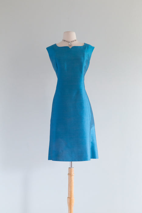 Gorgeous 1960's Cerulean Blue Silk Dress & Jacket Set / ML Xtabay Vintage Gorgeous 1960's Cerulean Blue Silk Dress & Jacket Set / ML Xtabay Vintage