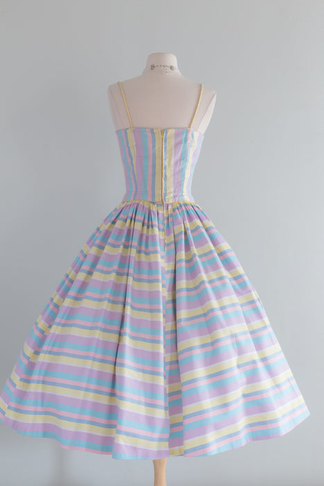 Rare 1950's Pastel Rainbow Dream Dress / Small