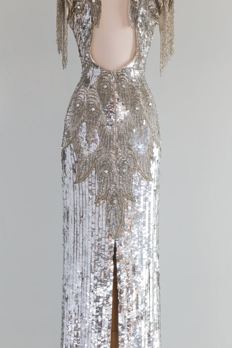The Ultimate Vintage 80's Silver Sequined Show Stopper / Small