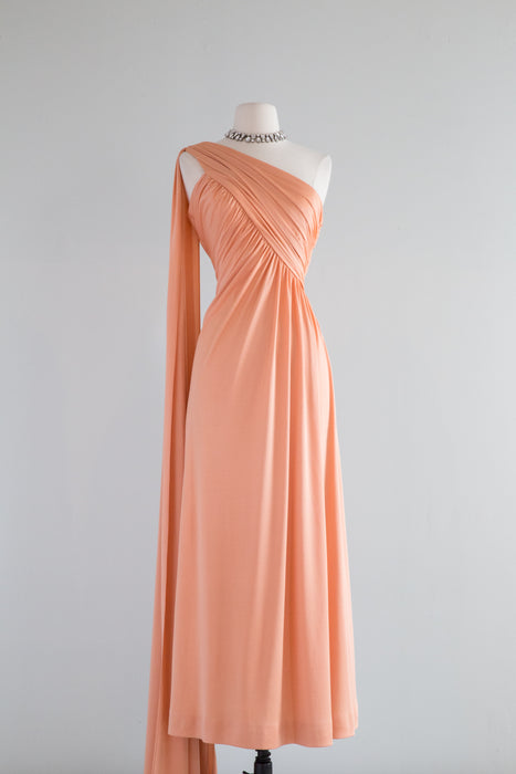 Fabulous 1970's Amber Waves Goddess Gown / M