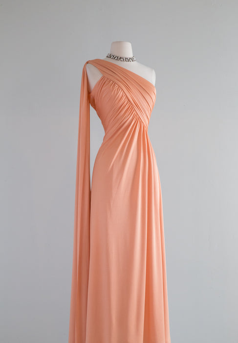 Fabulous 1970's Amber Waves Goddess Gown / M