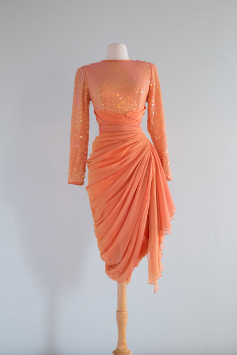 Fabulous 1980's Tangerine Dream Dress by Tadashi / small