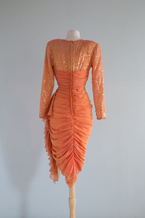 Fabulous 1980's Tangerine Dream Dress by Tadashi / small