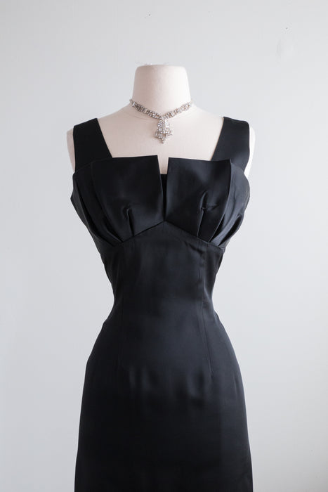 Elegant 1950's Black Cocktail Dress With Matching Jacket / Small
