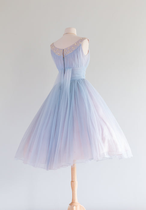Vintage 1950's Bathing Beauty Hydrangea Party Dress / Small