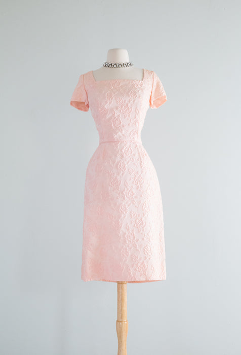 Fabulous 1960's Ballet Pink Floral Brocade Dress Set By Emma Domb / Medium