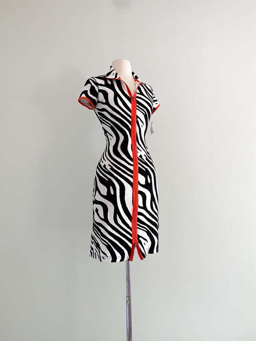 Joseph Ribkoff Zebra Print Zip Mini Dress / Sz M/L