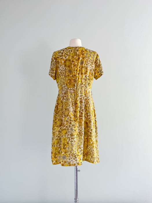 1960's Cotton Golden Hour Floral Day  Dress / Waist 32