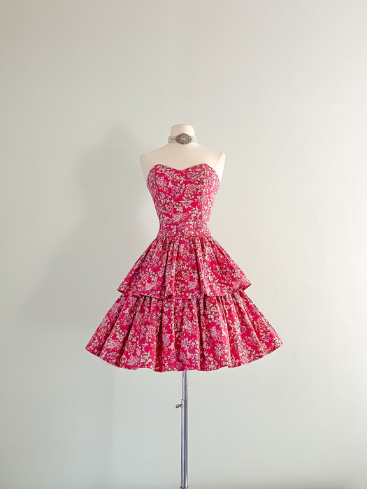 1980's Laura Ashley Floral Print Cotton Party Dress / Sz M