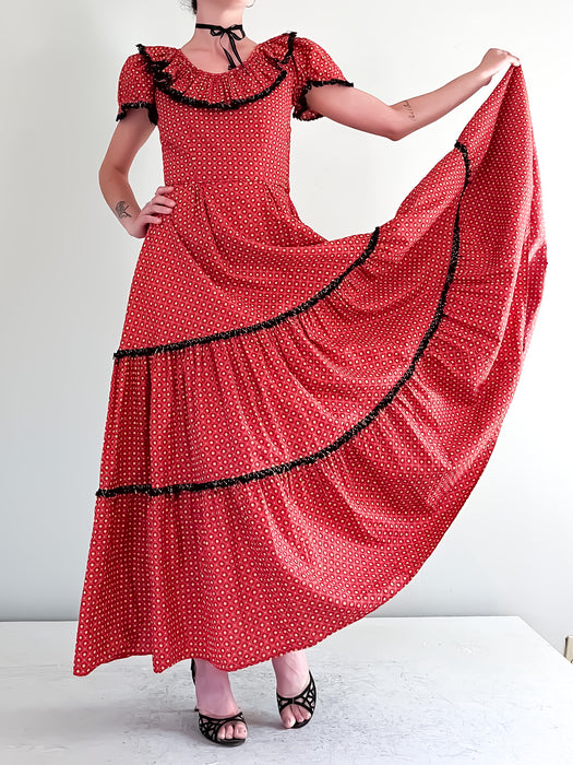 Lovely Vintage Tiered 1950's Señorita Dress / Sz XS