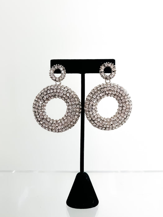 Fabulous 1960's Style Rhinestone Donut Earrings