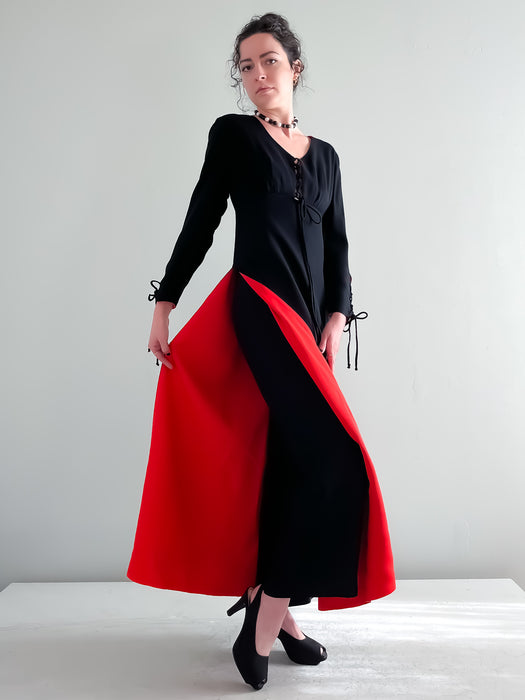 Vampy 1960's Black and Red Jumpsuit Dress / Sz Medium