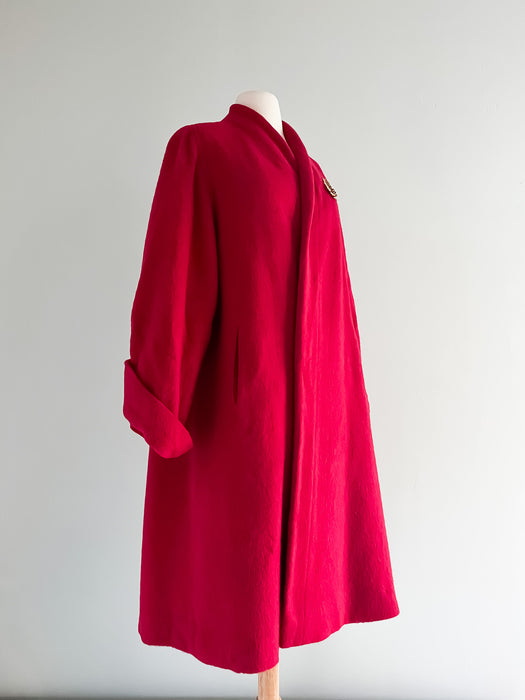 Dramatic 1950's Red Swing Coat / Medium