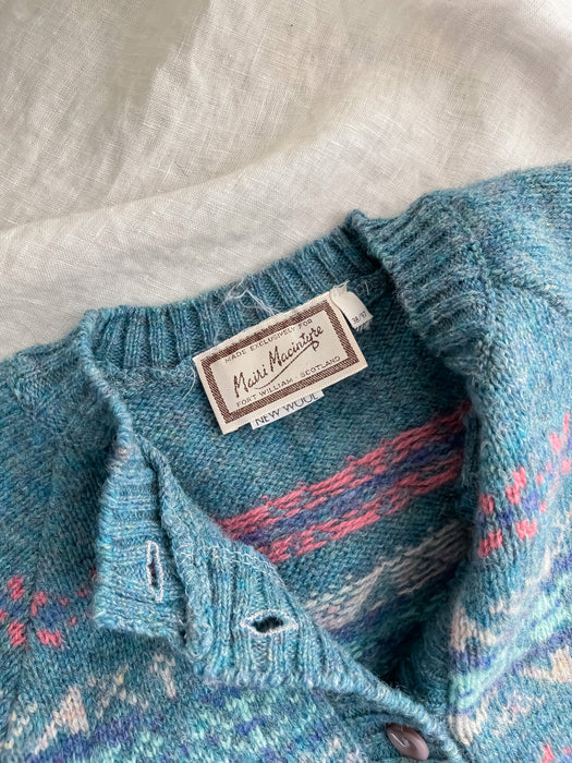Vintage 1980's Mairi Macintyre Pastel Fair Isle Wool Sweater / Sz L