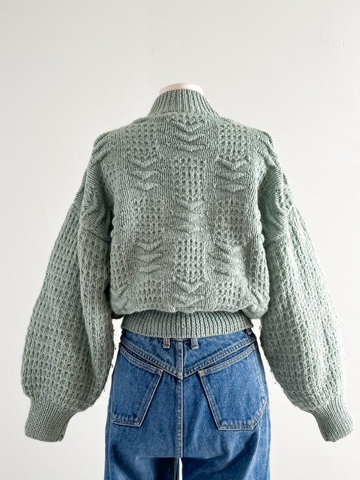 1980's Hand Knit Roberta Frost Chunky Wool Sweater / Sz L