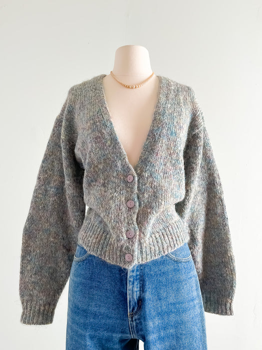 Knit Fit Wear 1980's Mohair Confetti Knit Cardigan / Sz L