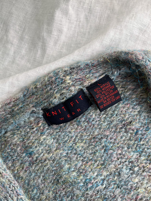 Knit Fit Wear 1980's Mohair Confetti Knit Cardigan / Sz L
