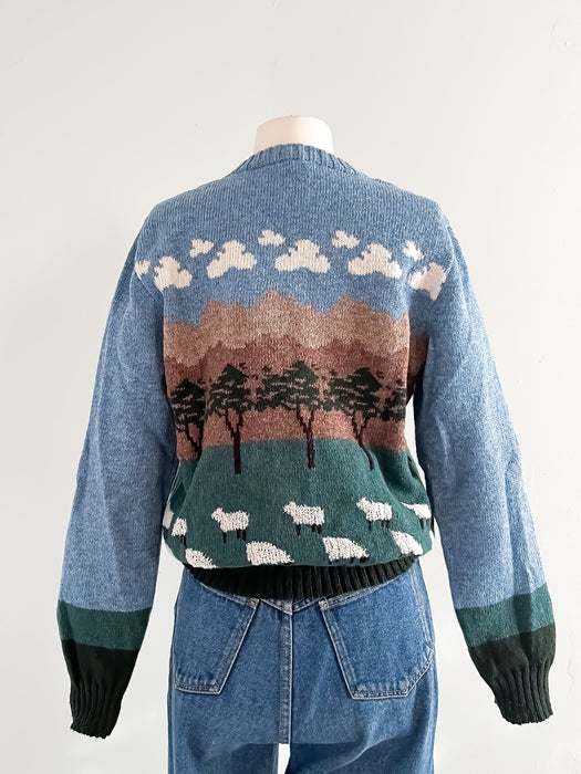 AMAZING 1980's Vintage Jan Horrox Field of Sheep Sweater / Sz M