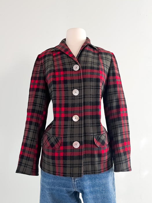 Classic Holiday Wool Plaid Pendleton Shirt Coat / Sz S/M