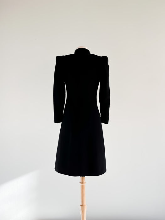 Gorgeous 1930's Black Wool Princess Coat / Sz XS